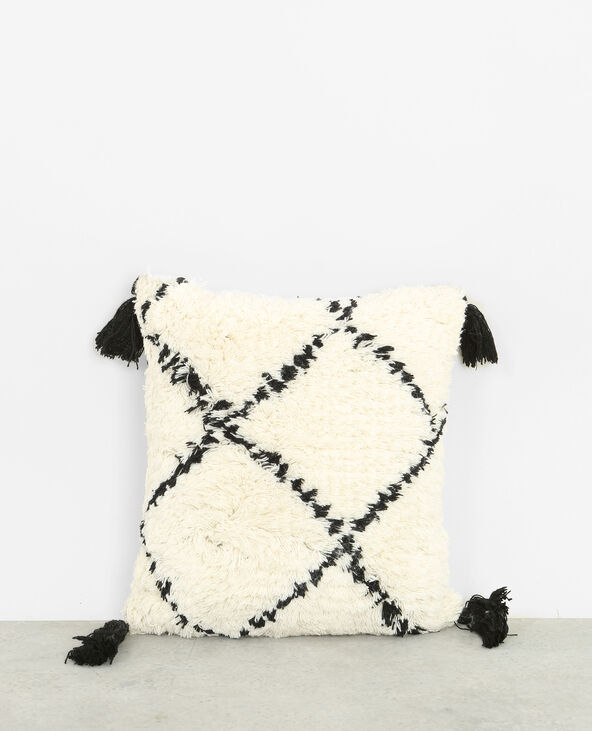 Grand coussin berbère à pompons blanc - Pimkie