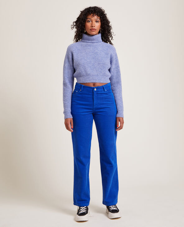 Pantalon droit en velours côtelé bleu électrique - Pimkie