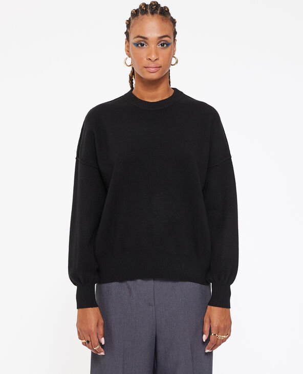 Pull col rond en maille compacte noir - Pimkie