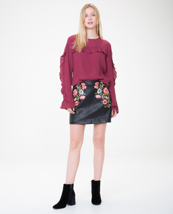 Blouse volantée bordeaux - Pimkie