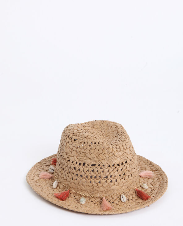 Chapeau en paille à bijoux beige - Pimkie