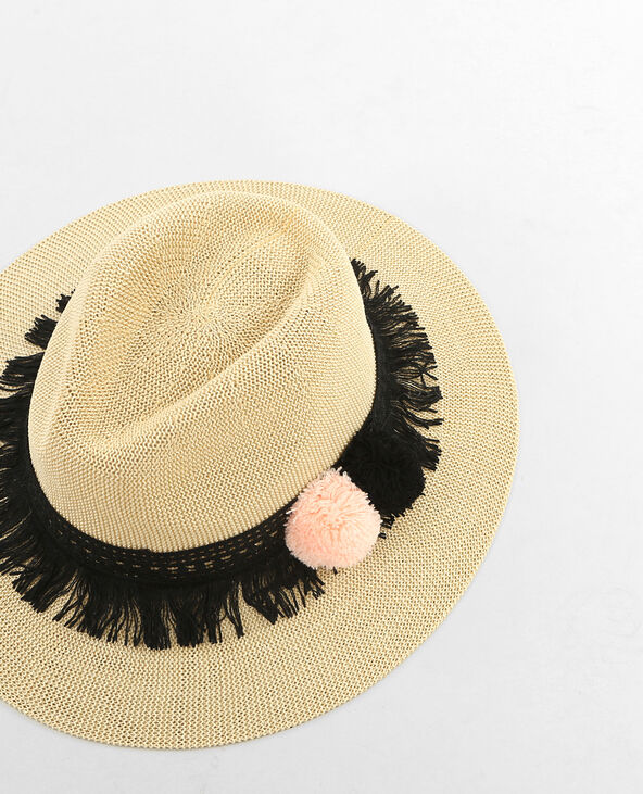 Fedora paille à pompons beige - Pimkie