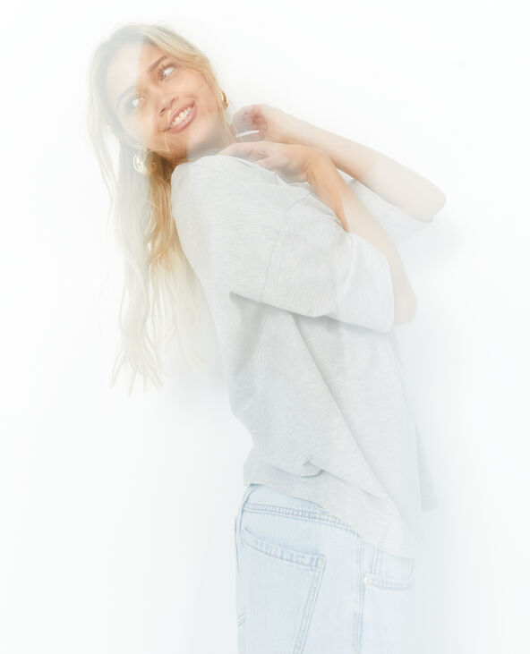 T-shirt oversize col V manches descendues blanc - Pimkie