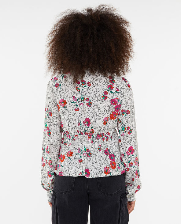 Blouse boutonnée motif cœurs et fleurs blanc - Pimkie