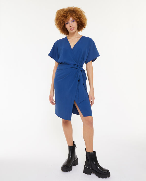 Robe midi porte-feuille bleu foncé - Pimkie