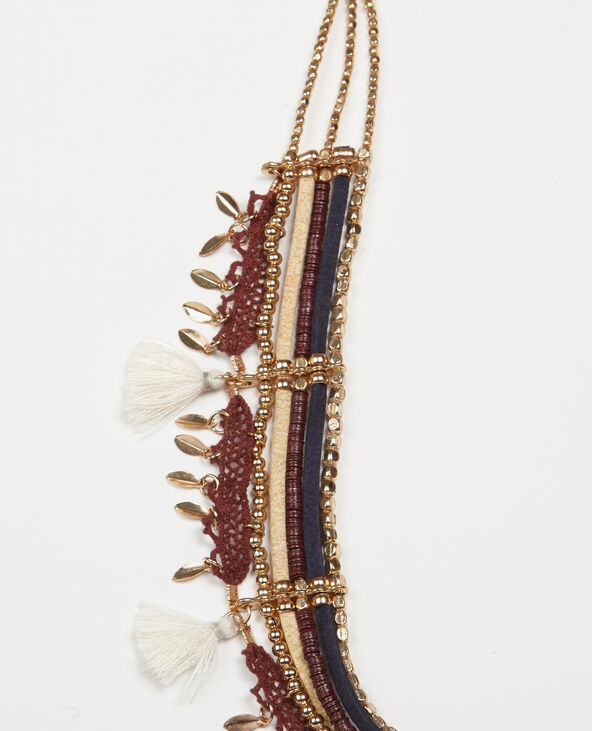 Collier multi-rangs perles et pampilles bordeaux - Pimkie