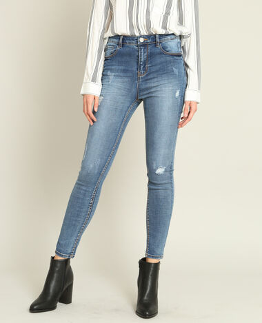 Jean skinny taille haute bleu foncé - Pimkie