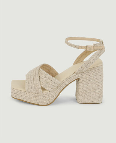 Sandales plateformes matière corde beige - Pimkie