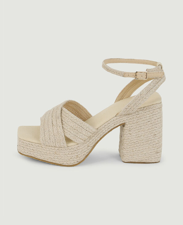Sandales plateformes matière corde beige - Pimkie