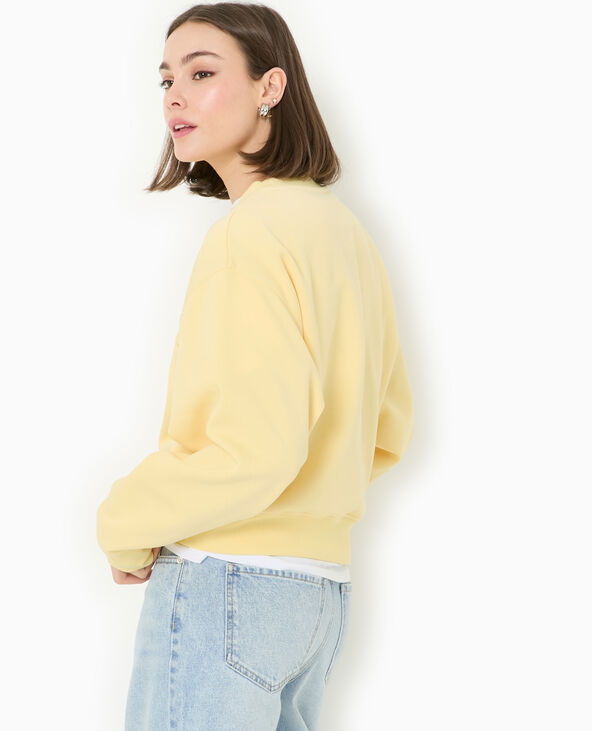 Sweat col rond avec broderie Jaune pâle - Pimkie