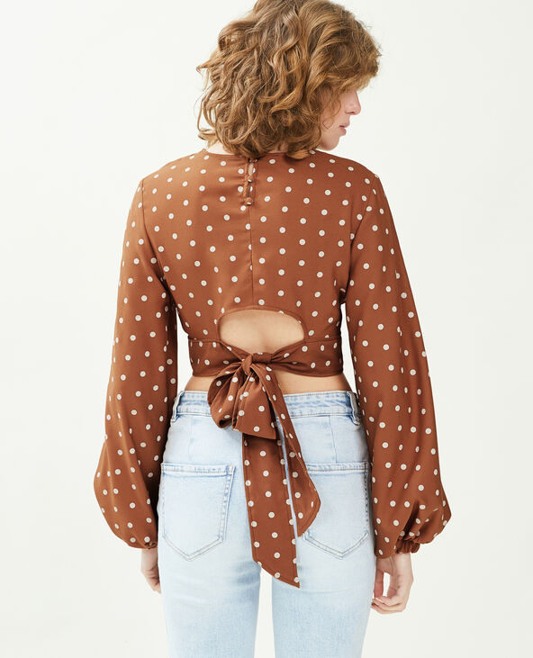 Blouse courte manches bouffantes camel - Pimkie