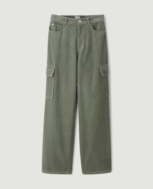 Pantalon cargo en velours vert - Pimkie
