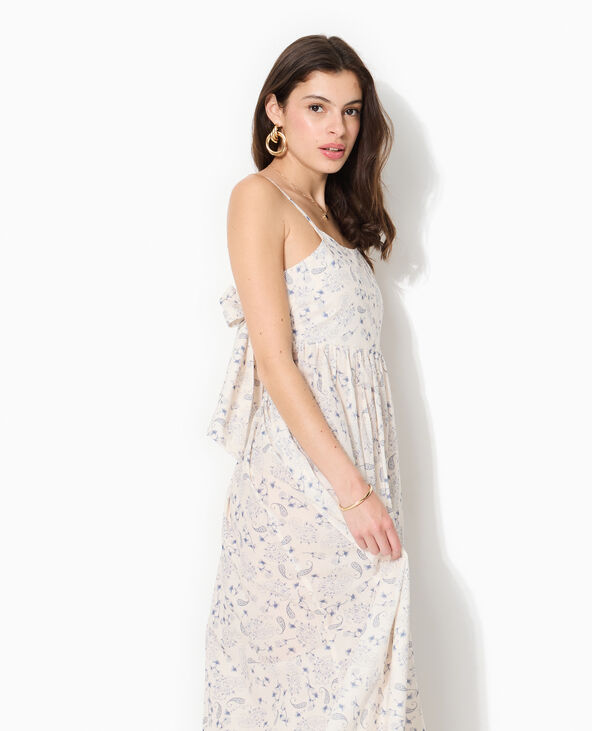 Robe longue à bretelles motif cachemire blanc - Pimkie