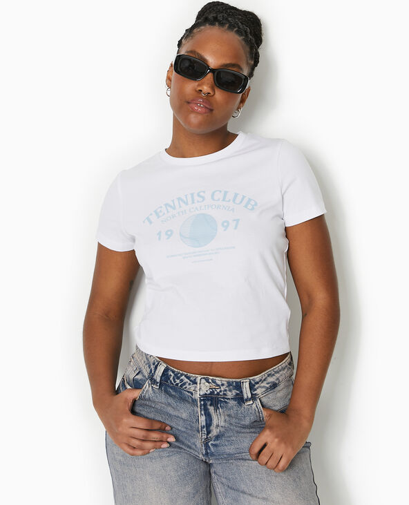 T-shirt ajusté avec print devant blanc - Pimkie