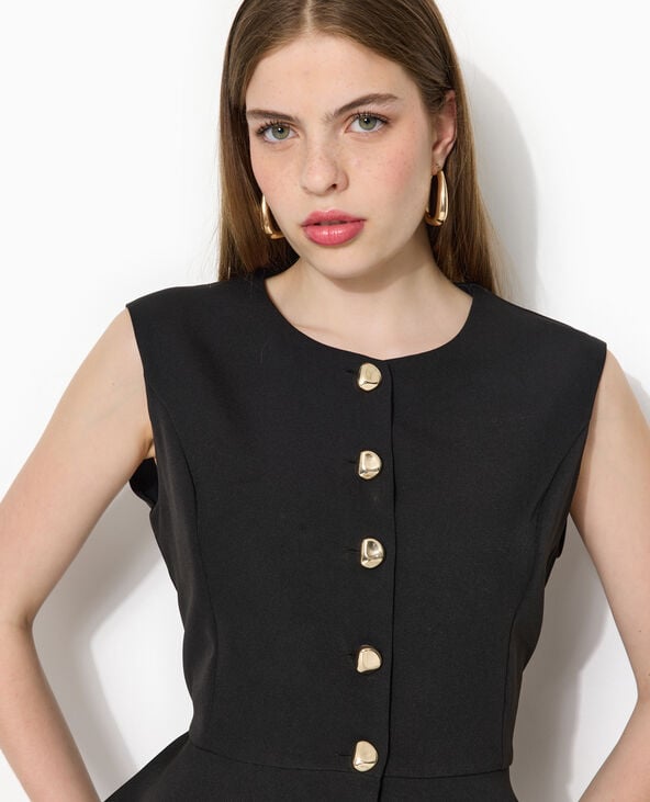 Veste sans manches peplum avec boutons fantaisie noir - Pimkie