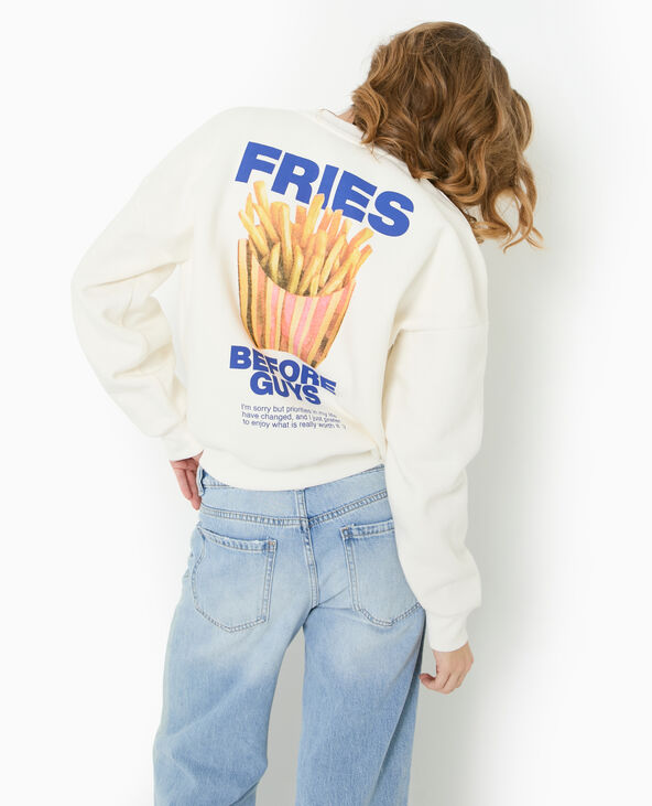Sweat oversize avec print poitrine et dos  blanc - Pimkie