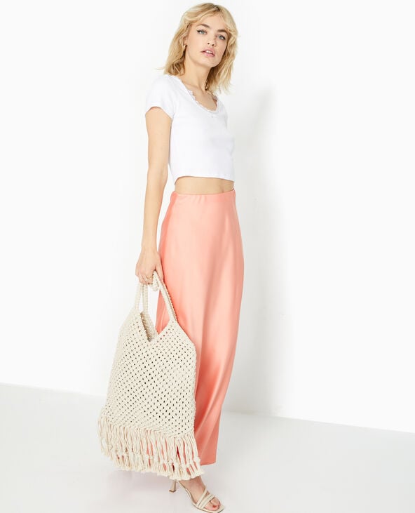 Sac en crochet avec franges blanc - Pimkie