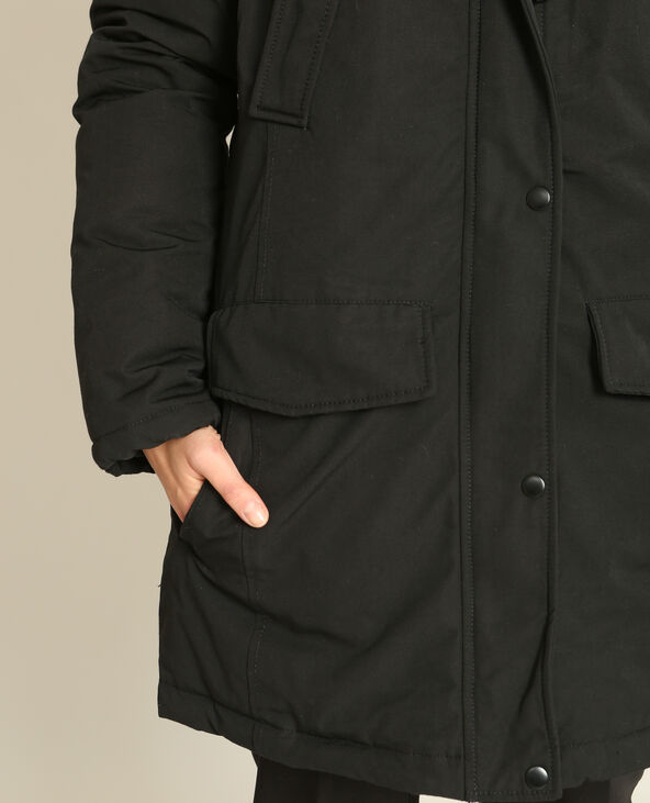 Longue parka imperméable noir - Pimkie