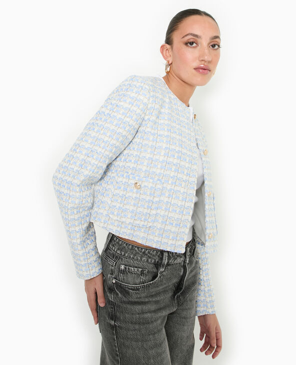 Veste droite en tweed bleu - Pimkie