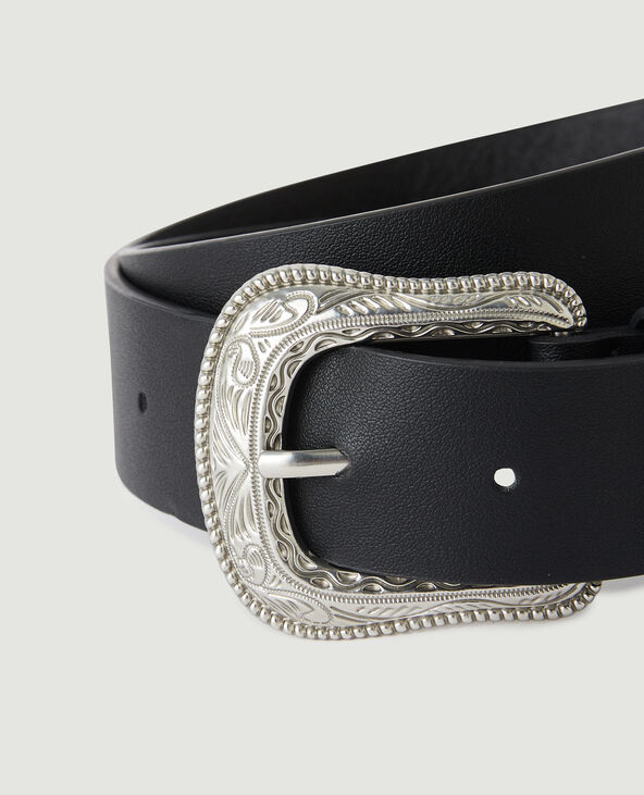 Ceinture à boucle style western noir - Pimkie