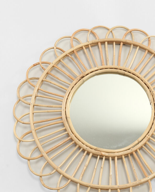 Miroir rond en rotin beige - Pimkie