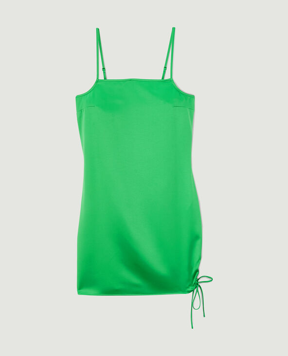Robe courte satinée avec laçage vert - Pimkie