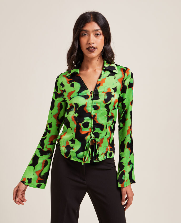 Chemisier avec liens coulissants vert - Pimkie