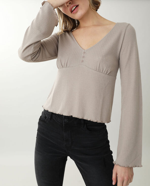 Top manches longues taupe - Pimkie