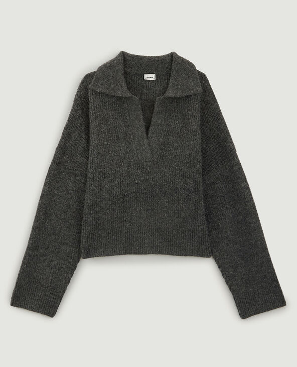 Pull col polo gris chiné - Pimkie