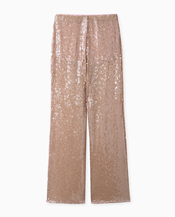 Pantalon droit en maille ajourée avec sequins doré - Pimkie