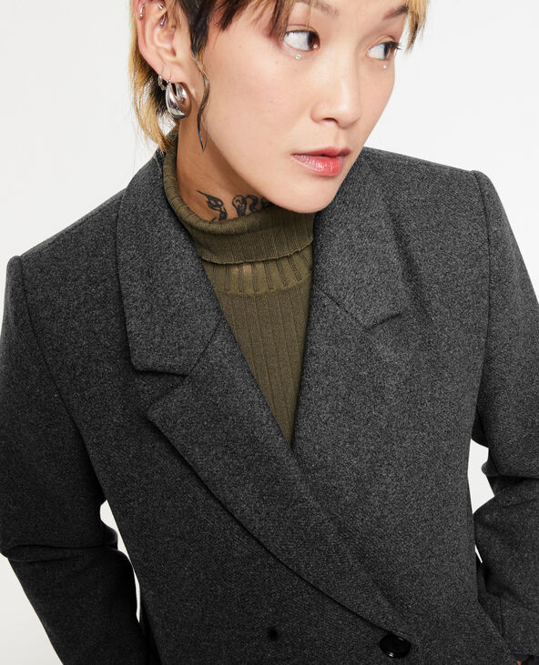 Manteau court drap de laine gris foncé - Pimkie