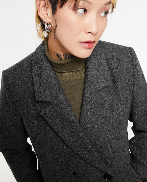 Manteau court drap de laine gris foncé - Pimkie