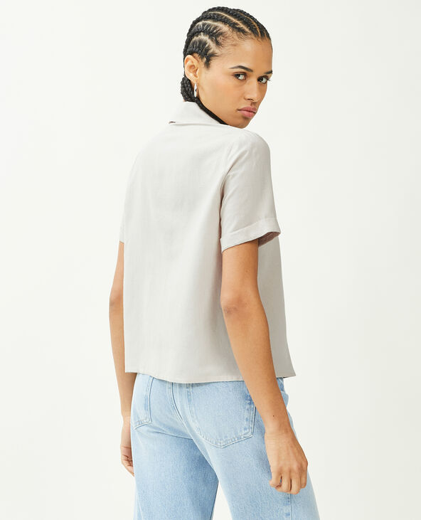 Chemise courte avec lin sable - Pimkie