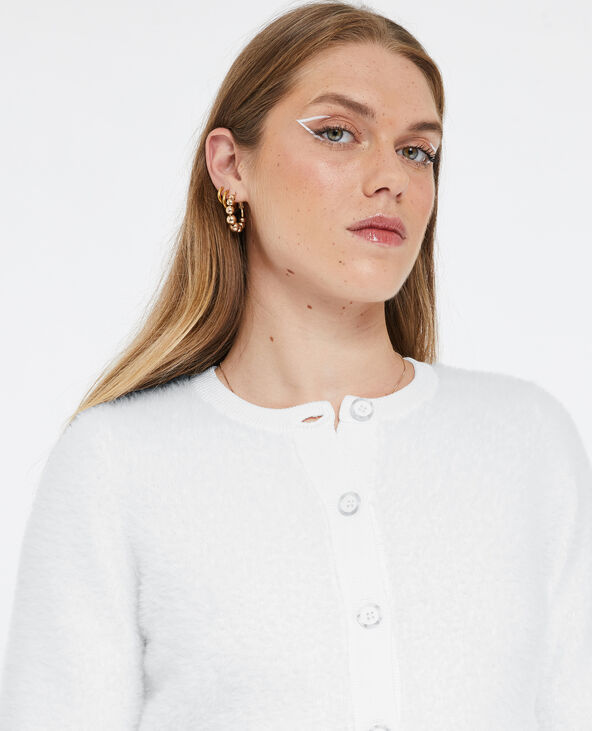 Gilet en maille fluffy blanc - Pimkie