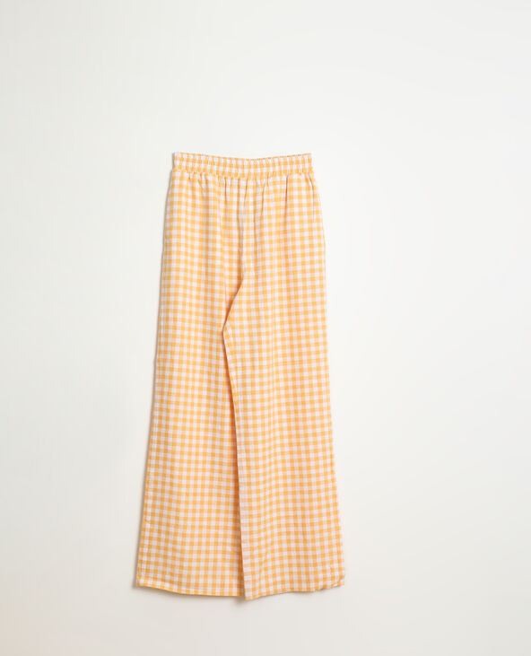 Pantalon wide legs Vichy sable - Pimkie
