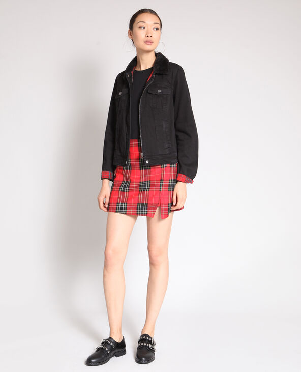 Jupe short à carreaux bordeaux - Pimkie