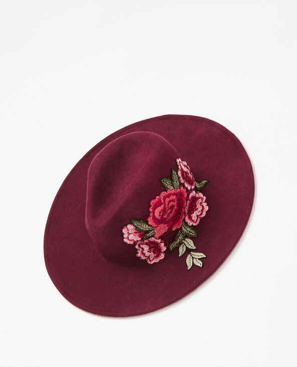 Fedora à patch brodé bordeaux - Pimkie