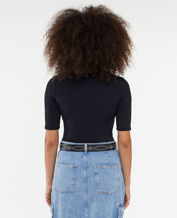 Top col V en maille noir - Pimkie