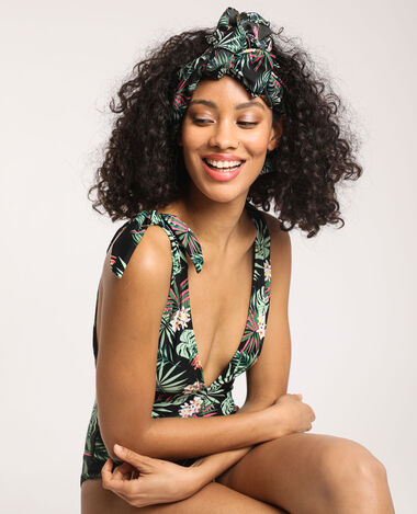 Foulard imprimé tropical noir - Pimkie