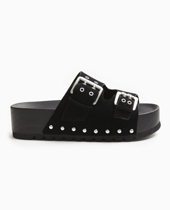 Mules compensées avec brides et œillets noir - Pimkie