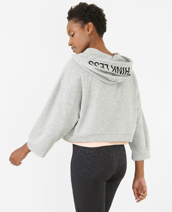 Sweat cropped sport gris chiné - Pimkie