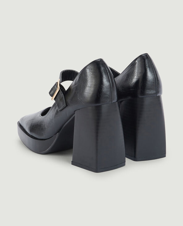 Babies à talons bouts carrés noir - Pimkie