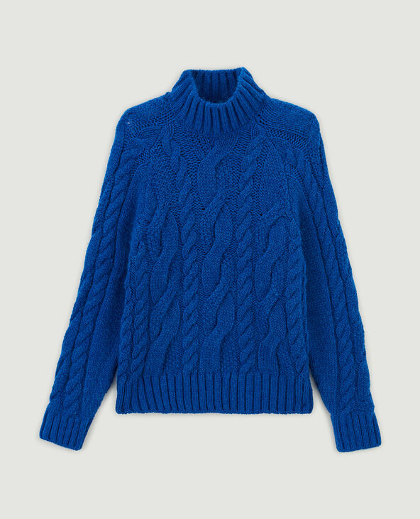 Pull col montant maille torsadée bleu électrique - Pimkie