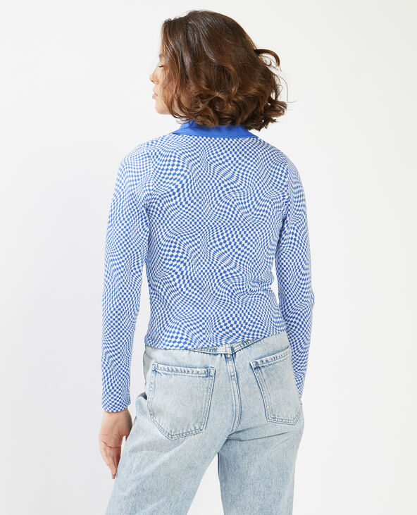 T-shirt polo à damier bleu électrique - Pimkie
