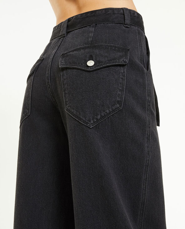 Jean wide extra large avec ceinture noir - Pimkie
