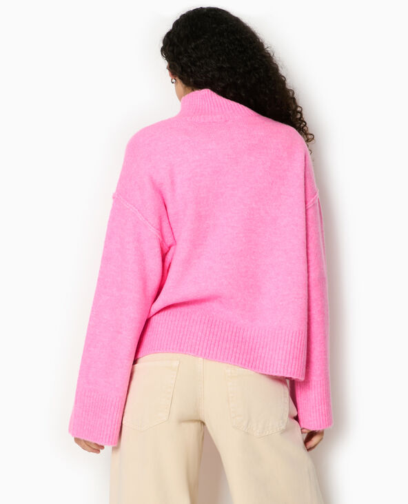 Pull col montant manches larges rose - Pimkie