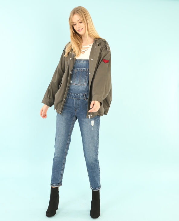 Salopette denim à pins bleu - Pimkie