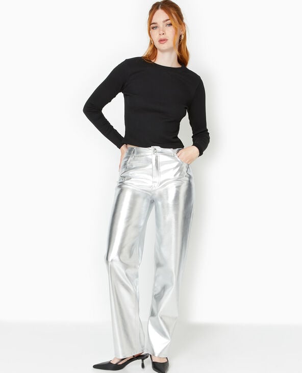 Pantalon en simili cuir argenté argenté - Pimkie