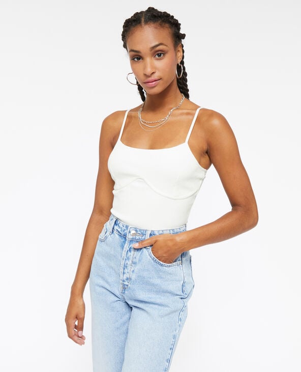 Body façon corset en maille côtelée blanc - Pimkie