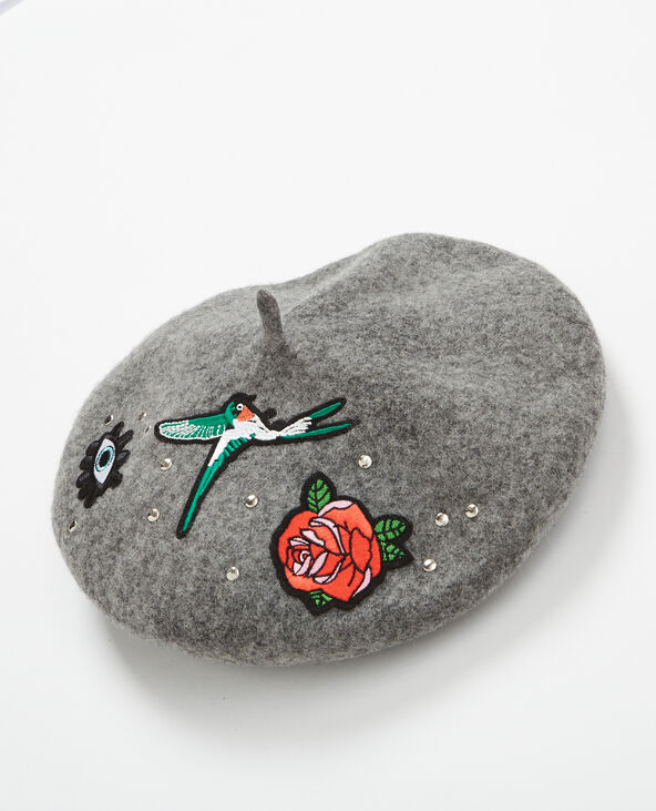 Beret à patchs noir - Pimkie